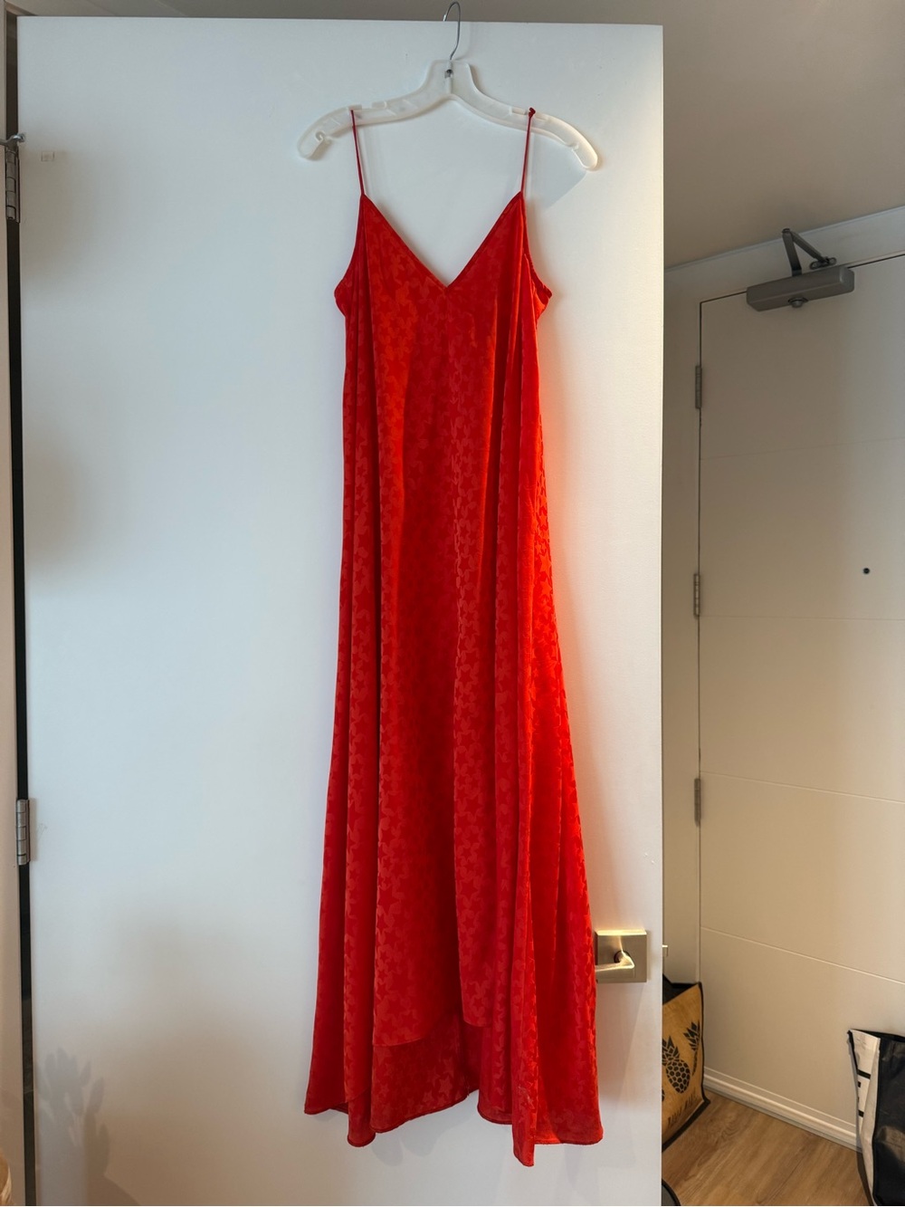 L'Academie Red V-Neck Slip Maxi Dress